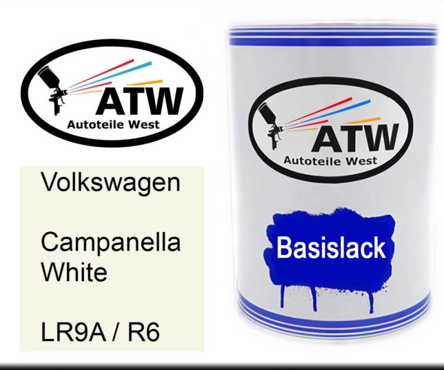 Volkswagen, Campanella White, LR9A / R6: 500ml Lackdose, von ATW Autoteile West.